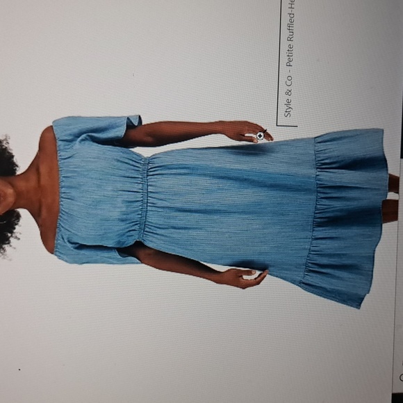NWT-Style & Co Petite Women Denim Off and On Shoulder dress - Picture 8 of 11
